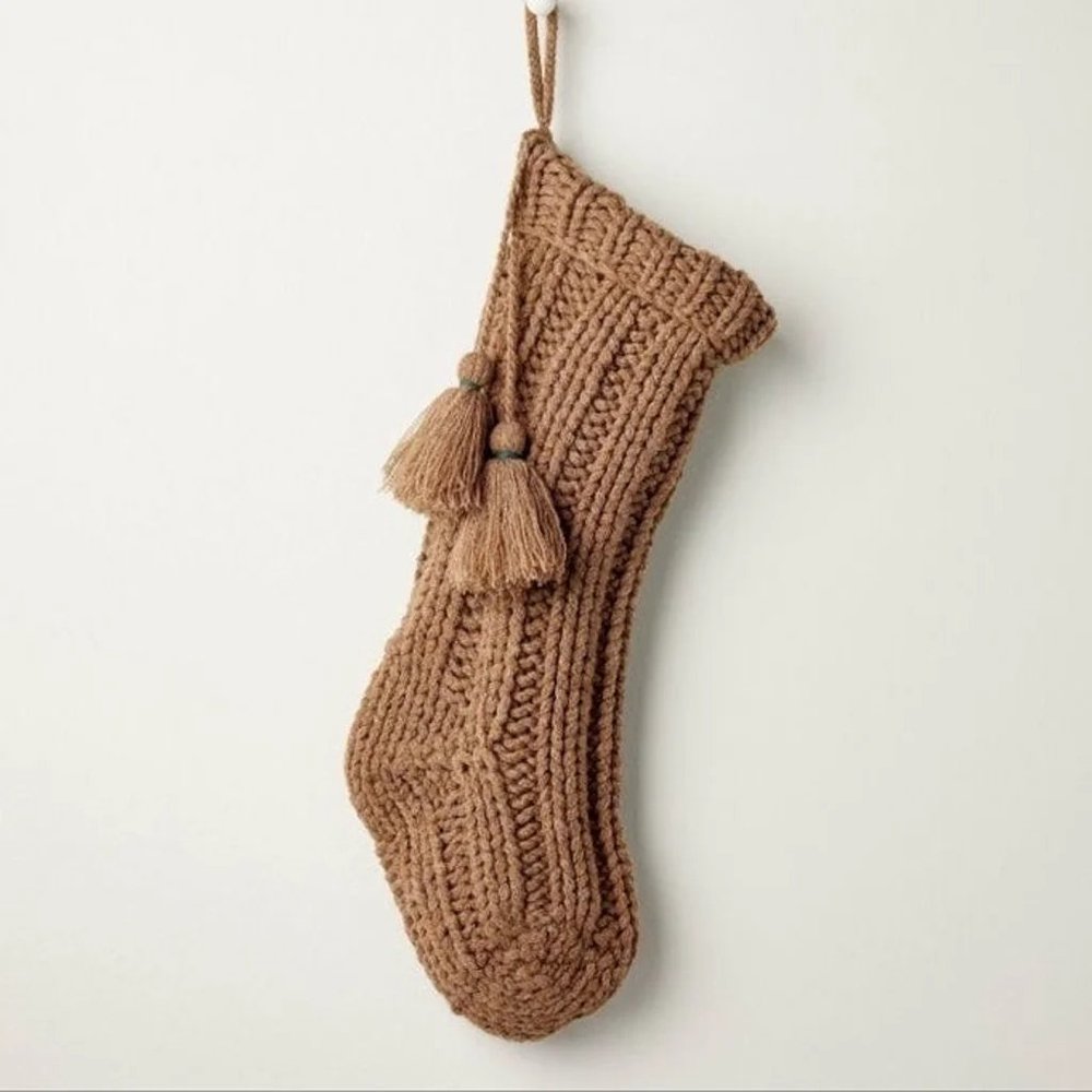 Chunky Rib Knit Christmas Stocking Brown - Hearth & Hand™ with Magnolia